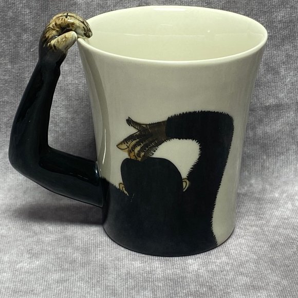 Hand Painted Chimpanzee Coffee Mug 3D Monkey Arm Handle Pier 1 One Imports - Picture 4 of 9